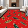 thumbnail image 1 of ODIKA 4'x6' Machine Washable Non-Slip Area Rug, Modern Interlocking Christmas Ornaments and Holly Leaf High Traffic Rug with Pad, Red, 655914, 1 of 8