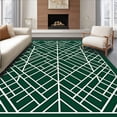 thumbnail image 1 of ODIKA 4'x6' Machine Washable Non-Slip Area Rug, Modern Interlocking Lattice with Minimalist Pinstripe Detailing High Traffic Rug with Pad, Green, 476121, 1 of 8