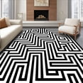 thumbnail image 1 of ODIKA 4'x6' Machine Washable Non-Slip Area Rug, Modern Maze Abstract Op Art Design High Traffic Rug with Pad, Black, 575510, 1 of 8