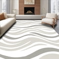 thumbnail image 1 of ODIKA 4'x6' Machine Washable Non-Slip Area Rug, Modern Minimalist Wave Motif With Fluid Curves And Balanced Spacing High Traffic Rug with Pad, Gray, 704185, 1 of 8