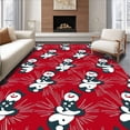 thumbnail image 1 of ODIKA 4'x6' Machine Washable Non-Slip Area Rug, Modern Snowman with Whimsical Starburst Motifs High Traffic Rug, Red, 615424, 1 of 7