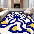 thumbnail image 1 of ODIKA 4'x6' Machine Washable Non-Slip Area Rug, Modern Stadium Wave with Interlocking Arches and Subtle Fan Emblems High Traffic Rug, Blue, 669124, 1 of 7