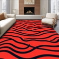 thumbnail image 1 of ODIKA 4'x6' Machine Washable Non-Slip Area Rug, Modern Wave Interlocking Lattice Inspired by Sands High Traffic Rug with Pad, Red, 711879, 1 of 8