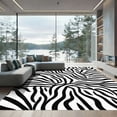 thumbnail image 1 of ODIKA 4'x6' Machine Washable Non-Slip Area Rug, Modern Zebra with Layered Stripe and Contrasting Shapes High Traffic Rug with Pad, Black, 911406, 1 of 8