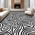 thumbnail image 1 of ODIKA 4'x6' Machine Washable Non-Slip Area Rug, Monochrome Ethereal Phantom with Dynamic Tie Dye Swirls High Traffic Rug with Pad, Black, 474056, 1 of 8