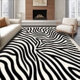 thumbnail image 1 of ODIKA 4'x6' Machine Washable Non-Slip Area Rug, Monochrome Savanna Bands Elegant Contemporary Stylish Fashionable High Traffic Rug with Pad, Black, 592630, 1 of 8
