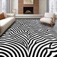thumbnail image 1 of ODIKA 4'x6' Machine Washable Non-Slip Area Rug, Monochrome Savanna Inspired Graphic Artwork Featuring Distinctive Bands High Traffic Rug, Black, 684603, 1 of 7