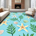 thumbnail image 1 of ODIKA 4'x6' Machine Washable Non-Slip Area Rug, Motif with Shell and Palm Frond Accents High Traffic Rug, Blue, 707819, 1 of 7