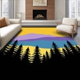 thumbnail image 1 of ODIKA 4'x6' Machine Washable Non-Slip Area Rug, Mountain Horizon Layers with Golden Dusk Forest Motif High Traffic Rug with Pad, Yellow, 744639, 1 of 8