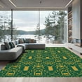 thumbnail image 1 of ODIKA 4'x6' Machine Washable Non-Slip Area Rug, Mystic Serpent Design with Interwoven Snake Bodies and Ornate Detailing High Traffic Rug with Pad, Green, 903213, 1 of 8