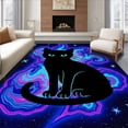 thumbnail image 1 of ODIKA 4'x6' Machine Washable Non-Slip Area Rug, Mystical Feline Under Celestial Night Sky DIY Project High Traffic Rug, Black, 729844, 1 of 7