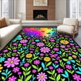thumbnail image 1 of ODIKA 4'x6' Machine Washable Non-Slip Area Rug, Mystical Meadow Blooming Floral Vibrant Pastel Wonderland High Traffic Rug with Pad, Pink, 499137, 1 of 8