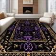 thumbnail image 1 of ODIKA 4'x6' Machine Washable Non-Slip Area Rug, Mystical Trellis Network with Enchanted Vine High Traffic Rug with Pad, Black, 540213, 1 of 8