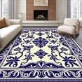 thumbnail image 1 of ODIKA 4'x6' Machine Washable Non-Slip Area Rug, Narrow Passageway Cover with Scroll Work Details High Traffic Rug with Pad, Beige, 658997, 1 of 8