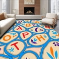 thumbnail image 1 of ODIKA 4x6 Machine Washable Non-Slip Area Rug, Naturalist Scholar Log Slice ABC Interactive Play Surface High Traffic Rug, Beige, 692978, 1 of 7
