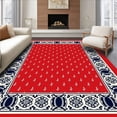 thumbnail image 1 of ODIKA 4'x6' Machine Washable Non-Slip Area Rug, Nautical Flounder Medallion with Anchor Accents Design High Traffic Rug with Pad, Red, 705795, 1 of 8