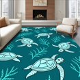 thumbnail image 1 of ODIKA 4'x6' Machine Washable Non-Slip Area Rug, Nautical Marine Life Waterproof Decoration High Traffic Rug, Teal, 702778, 1 of 7