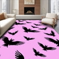thumbnail image 1 of ODIKA 4'x6' Machine Washable Non-Slip Area Rug, Nocturnal Flying Creature Holiday Tree Base Cover High Traffic Rug with Pad, Pink, 740201, 1 of 8