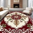 thumbnail image 1 of ODIKA 4'x6' Machine Washable Non-Slip Area Rug, Noel Hanging Decoration Yarn Crochet Complete Package High Traffic Rug, Burgundy, 610241, 1 of 7