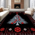 thumbnail image 1 of ODIKA 4x6 Machine Washable Non-Slip Area Rug, Nordic Evergreen Adorned with Radiant Ornament Motifs High Traffic Rug with Pad, Black, 649600, 1 of 8