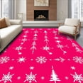 thumbnail image 1 of ODIKA 4x6 Machine Washable Non-Slip Area Rug, Nordic Evergreen with Snowflake Ornament Interlocking Arrangement High Traffic Rug with Pad, Pink, 649500, 1 of 8