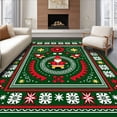 thumbnail image 1 of ODIKA 4'x6' Machine Washable Non-Slip Area Rug, Nordic Gnome Motif Holiday with Festive Stars and Snowflake Accents High Traffic Rug, Green, 736248, 1 of 7