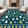 thumbnail image 1 of ODIKA 4x6 Machine Washable Non-Slip Area Rug, Nordic Inspired Evergreen with Stylized Starburst Embellishments High Traffic Rug with Pad, Blue, 729280, 1 of 8