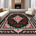 thumbnail image 1 of ODIKA 4'x6' Machine Washable Non-Slip Area Rug, Nordic Inspired Interlocking Medallion with Festive Scrollwork High Traffic Rug, Green, 613532, 1 of 7