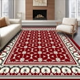 thumbnail image 1 of ODIKA 4'x6' Machine Washable Non-Slip Area Rug, Nordic Interlocking Rhombus Web with Delicate Framework and Monochrome Palette High Traffic Rug, Red, 710384, 1 of 7