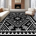 thumbnail image 1 of ODIKA 4'x6' Machine Washable Non-Slip Area Rug, Nordic Snowflake Medallion with Subtle Lattice Accents High Traffic Rug with Pad, Black, 738392, 1 of 8