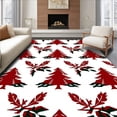thumbnail image 1 of ODIKA 4'x6' Machine Washable Non-Slip Area Rug, Nordic Snowflake Medley with Festive Fir Motif and Winter Holly Accents High Traffic Rug with Pad, Red, 611420, 1 of 8