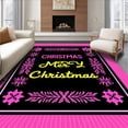 thumbnail image 1 of ODIKA 4'x6' Machine Washable Non-Slip Area Rug, Nordic Snowflake Patchwork with Festive and Pine Details High Traffic Rug with Pad, Black, 739663, 1 of 8