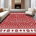 thumbnail image 1 of ODIKA 4'x6' Machine Washable Non-Slip Area Rug, Nordic Snowflake with Festive Pine Sprig Motifs High Traffic Rug, Red, 655945, 1 of 7