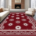 thumbnail image 1 of ODIKA 4'x6' Machine Washable Non-Slip Area Rug, Nordic Snowflake Winter Wonderland Elegant Sophisticated Stunning High Traffic Rug, Burgundy, 605861, 1 of 7
