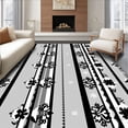 thumbnail image 1 of ODIKA 4'x6' Machine Washable Non-Slip Area Rug, Nordic Stripe Aesthetic with Festive Interlocking Motif High Traffic Rug, Black, 612013, 1 of 7