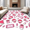 thumbnail image 1 of ODIKA 4'x6' Machine Washable Non-Slip Area Rug, Nordic Tomte Restroom Ensemble Yuletide Elf High Traffic Rug with Pad, Pink, 736122, 1 of 8