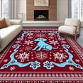 thumbnail image 1 of ODIKA 4'x6' Machine Washable Non-Slip Area Rug, Nordic Winter Dachshund Scene with Stylized Snowflake Details High Traffic Rug with Pad, Red, 743628, 1 of 8