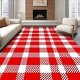 thumbnail image 1 of ODIKA 4'x6' Machine Washable Non-Slip Area Rug, Nordic Yuletide Checkered Seasonal Statement High Traffic Rug, Red, 508449, 1 of 7
