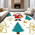 thumbnail image 1 of ODIKA 4'x6' Machine Washable Non-Slip Area Rug, Nordic Yuletide Wonderland Scene Featuring Santa and Glowing Gift Bag High Traffic Rug, Red, 648190, 1 of 7