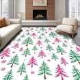 thumbnail image 1 of ODIKA 4'x6' Machine Washable Non-Slip Area Rug, North Pole Bathroom Arrangement Snowy Evergreen Shower Display High Traffic Rug, Pink, 738585, 1 of 7