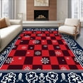 thumbnail image 1 of ODIKA 4'x6' Machine Washable Non-Slip Area Rug, North Pole Checkered Snowy Forest Whimsical Magical High Traffic Rug, Red, 655969, 1 of 7