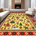 thumbnail image 1 of ODIKA 4'x6' Machine Washable Non-Slip Area Rug, North Pole Express Absorbent Bath Whimsical Santa Workshop High Traffic Rug with Pad, Yellow, 626576, 1 of 8