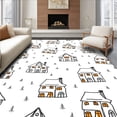 thumbnail image 1 of ODIKA 4x6 Machine Washable Non-Slip Area Rug, Nostalgic Village Houses Snow Capped Hearth Embellishment High Traffic Rug with Pad, White, 622641, 1 of 8