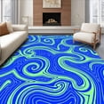 thumbnail image 1 of ODIKA 4'x6' Machine Washable Non-Slip Area Rug, Ocean Current Wave with Interlocking Spiral Motifs and Accents High Traffic Rug, Blue, 718837, 1 of 7