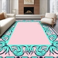 thumbnail image 1 of ODIKA 4'x6' Machine Washable Non-Slip Area Rug, Ocean Spiral Medallion with Flowing Wave Motifs and Intricate Borders High Traffic Rug with Pad, Pink, 715038, 1 of 8