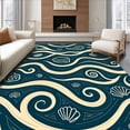 thumbnail image 1 of ODIKA 4'x6' Machine Washable Non-Slip Area Rug, Ocean Wave Seashell Marine Adventure Wildlife Design High Traffic Rug with Pad, Blue, 706057, 1 of 8