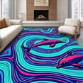 thumbnail image 1 of ODIKA 4'x6' Machine Washable Non-Slip Area Rug, Ocean Waves Marine Life Hook Making Kit Decorative Throw High Traffic Rug with Pad, Pink, 686160, 1 of 8