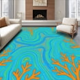 thumbnail image 1 of ODIKA 4'x6' Machine Washable Non-Slip Area Rug, Oceanic Voyage Tidal Wave Coral Reef Lagoon Sanctuary High Traffic Rug, Blue, 701869, 1 of 7