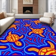 thumbnail image 1 of ODIKA 4'x6' Machine Washable Non-Slip Area Rug, Oceanic Wildlife With Interlocking Sea Creatures And Tiger Stripes High Traffic Rug, Blue, 680717, 1 of 7