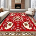 thumbnail image 1 of ODIKA 4'x6' Machine Washable Non-Slip Area Rug, Opulent Cascade Vinework with Festive Interlock Motifs High Traffic Rug, Red, 621412, 1 of 7